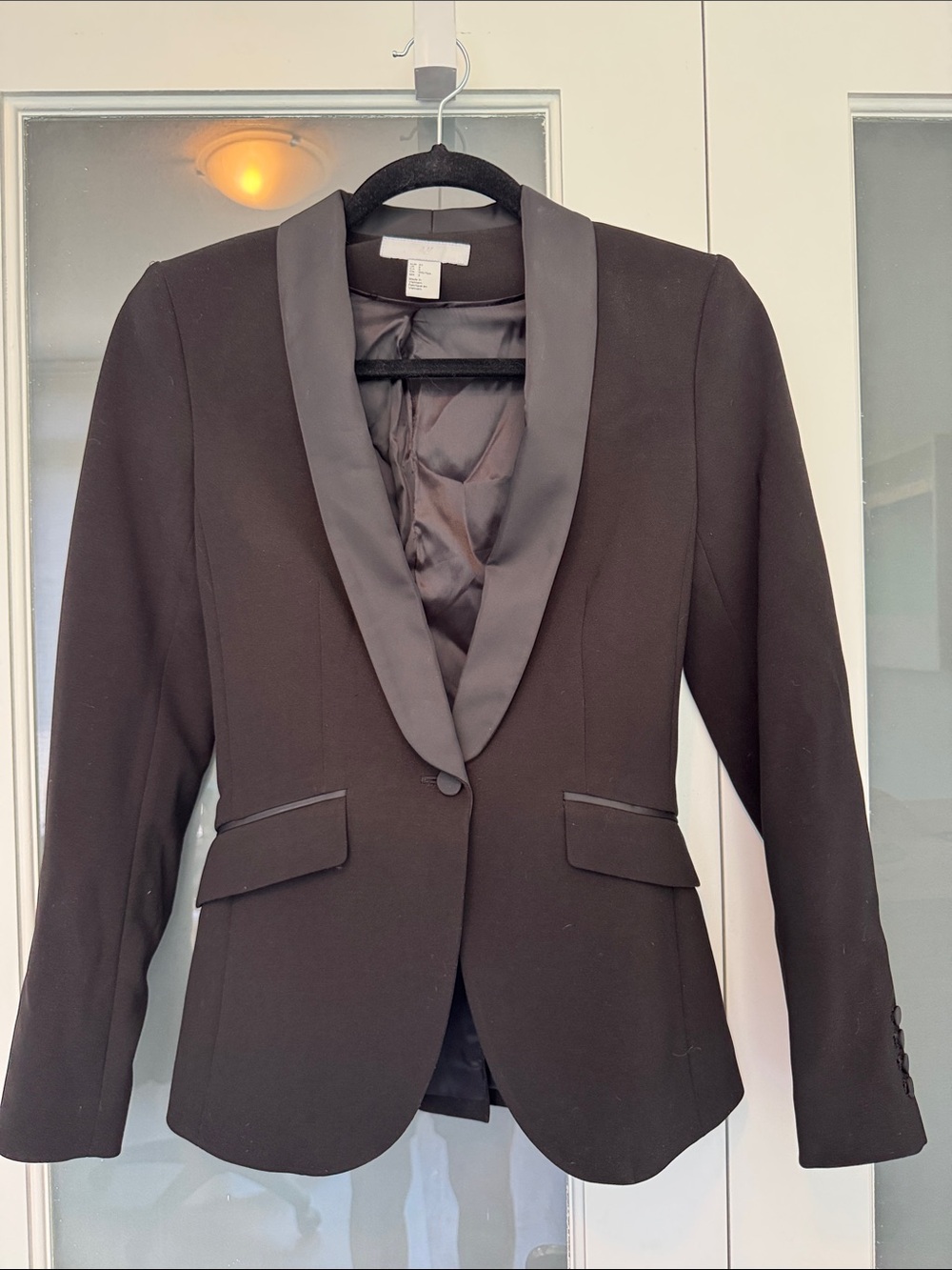 H&M Black Women's Satin-Lapel Blazer